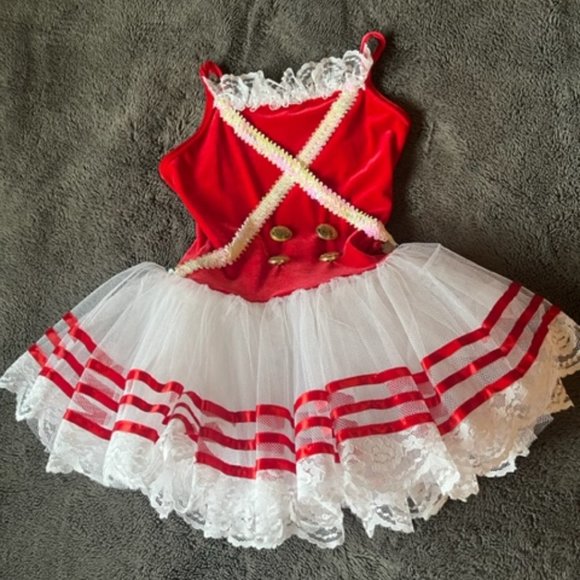 Curtain Call Dance Halloween Red & White Soldier Costume Child Size CME - Picture 1 of 9